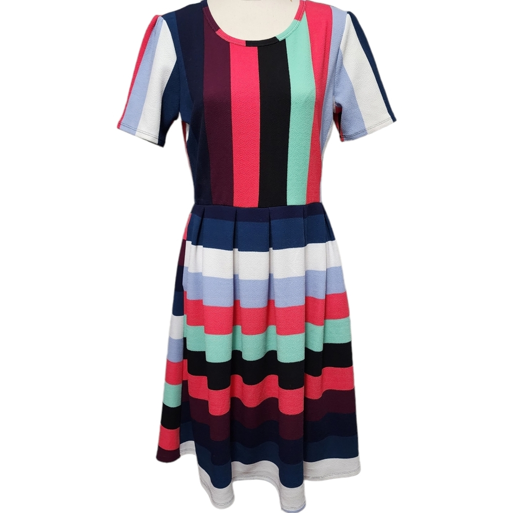 Lularoe Amelia multicolored striped midi dress size large